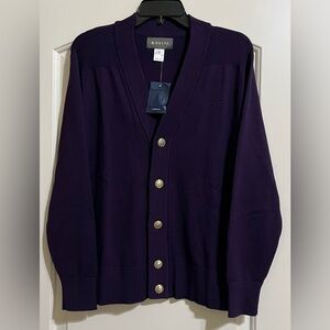 Lands End Delta Women’s Purple With Gold Accent Buttons Cardigan Sweater M